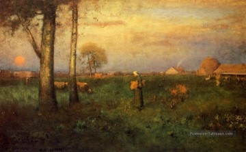 Sundown paysage Tonaliste George Inness Peinture à l'huile